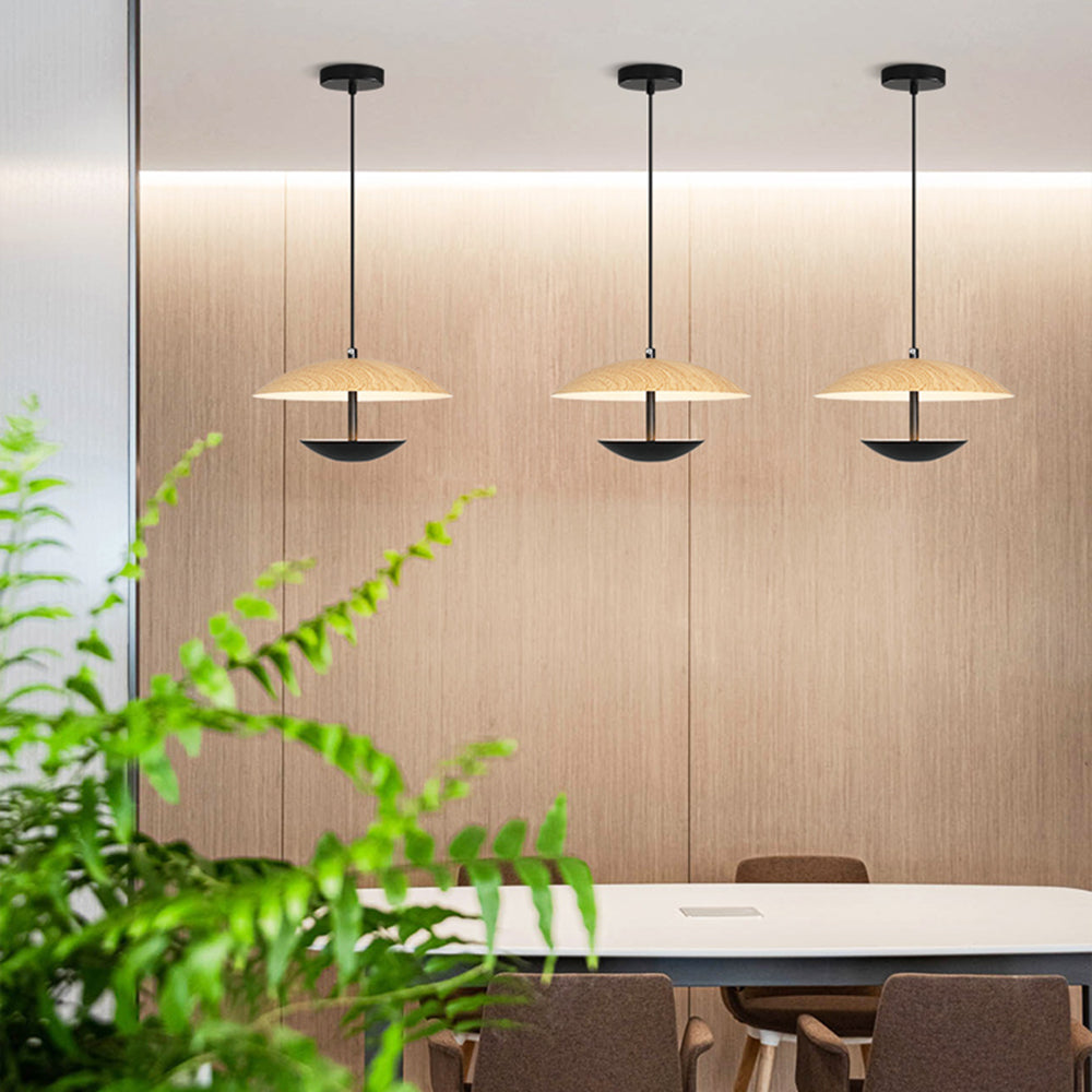 Muto Nordic LED Frisbee Pendant Light Wood & Brown - Neutral Decor