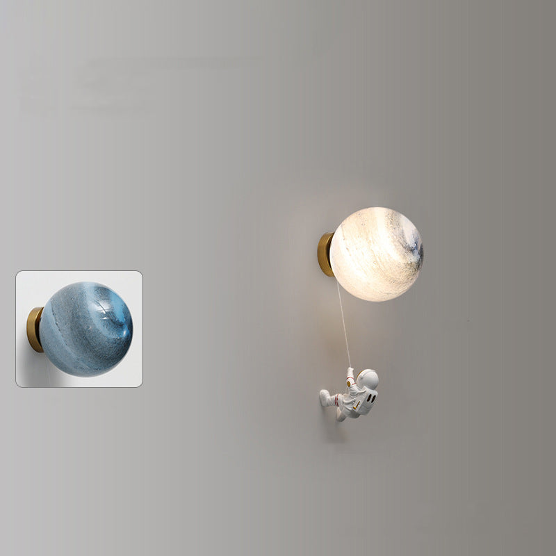 Aria Modern Moon LED Indoor Wall Lamp White Resin Kid's Room - Neutral Decor