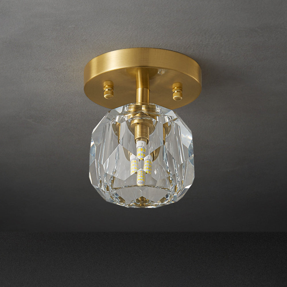 Kristy Luxury Diamond Metal/Acrylic Flush Mount Ceiling Light, Gold - Neutral Decor