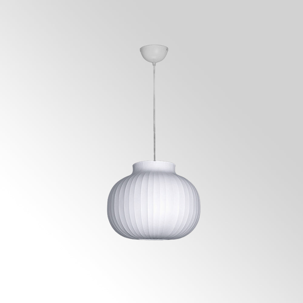 Ritta French Vintage White Pendant Light, Synthetic Silk - Neutral Decor