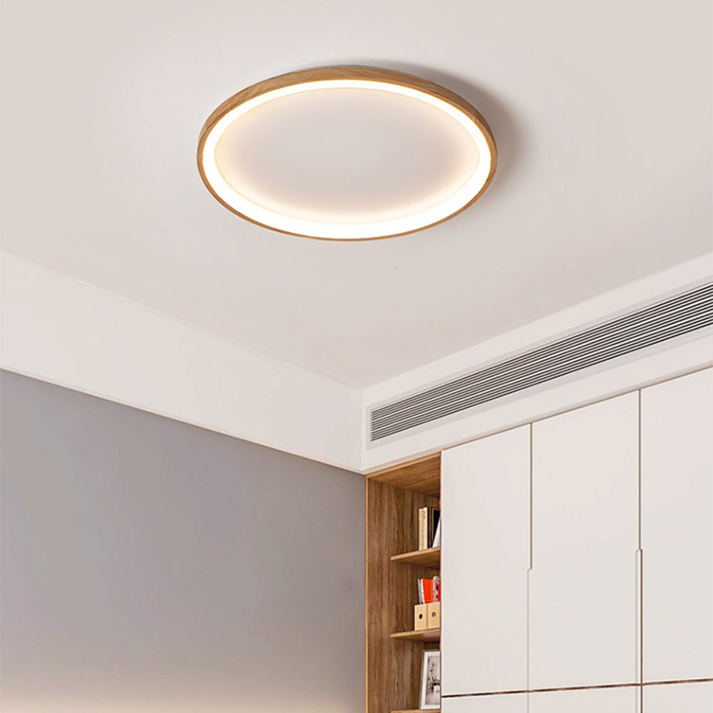 Muto Wood Inner Halo Flush Mount Ceiling Light - Neutral Decor