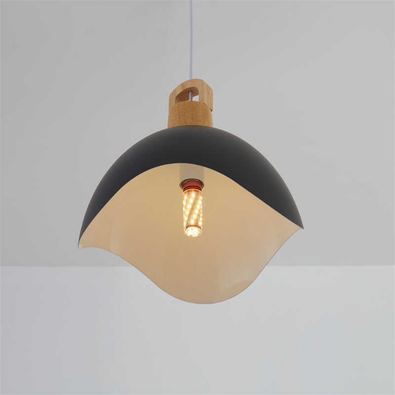 Valentina Colorful Shade Single Pendant Lights, Wood & Metal - Neutral Decor