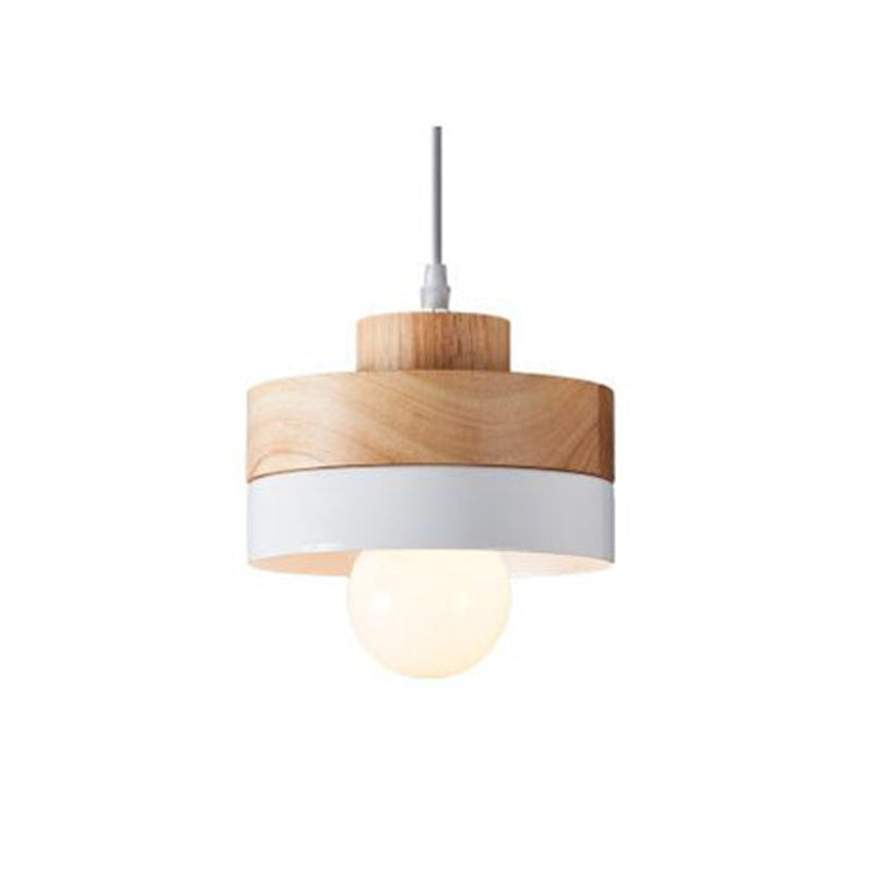 Aria Minimalist Black & White Wood Geometric Pendant Light - Neutral Decor