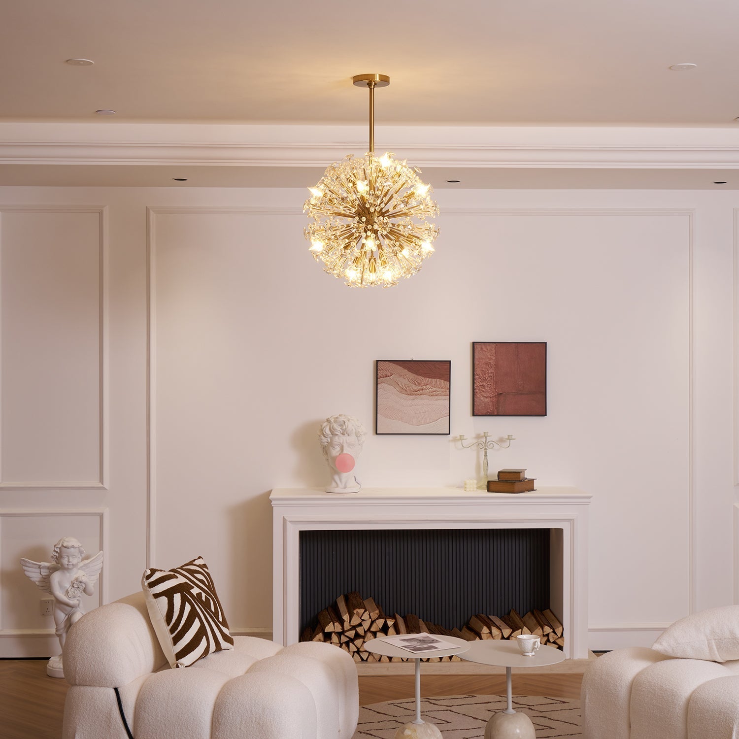 Zene Chandelier Dickinson Gold Crystal Starburst-Neutral Decor