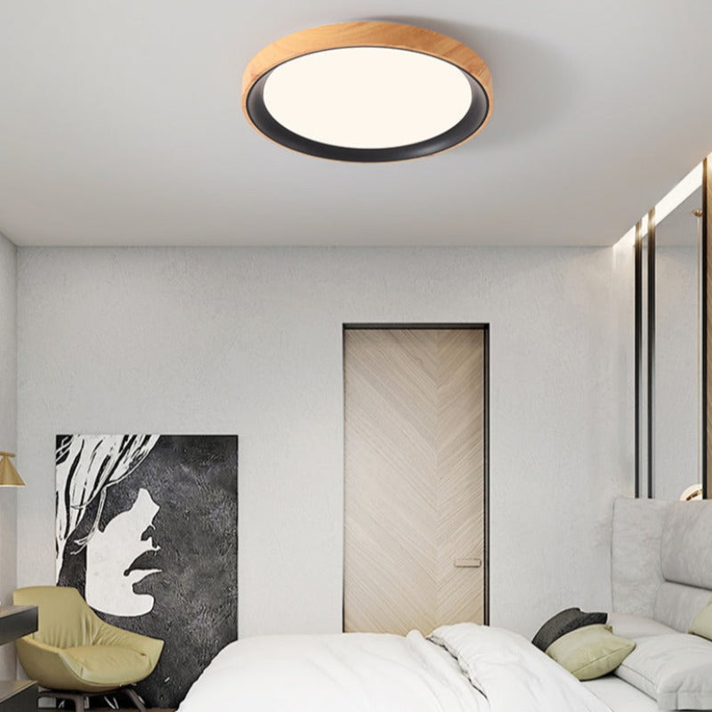 Arisha Modern LED Flush Mount Ceiling Light White Wood Kitchen - Neutral Decor