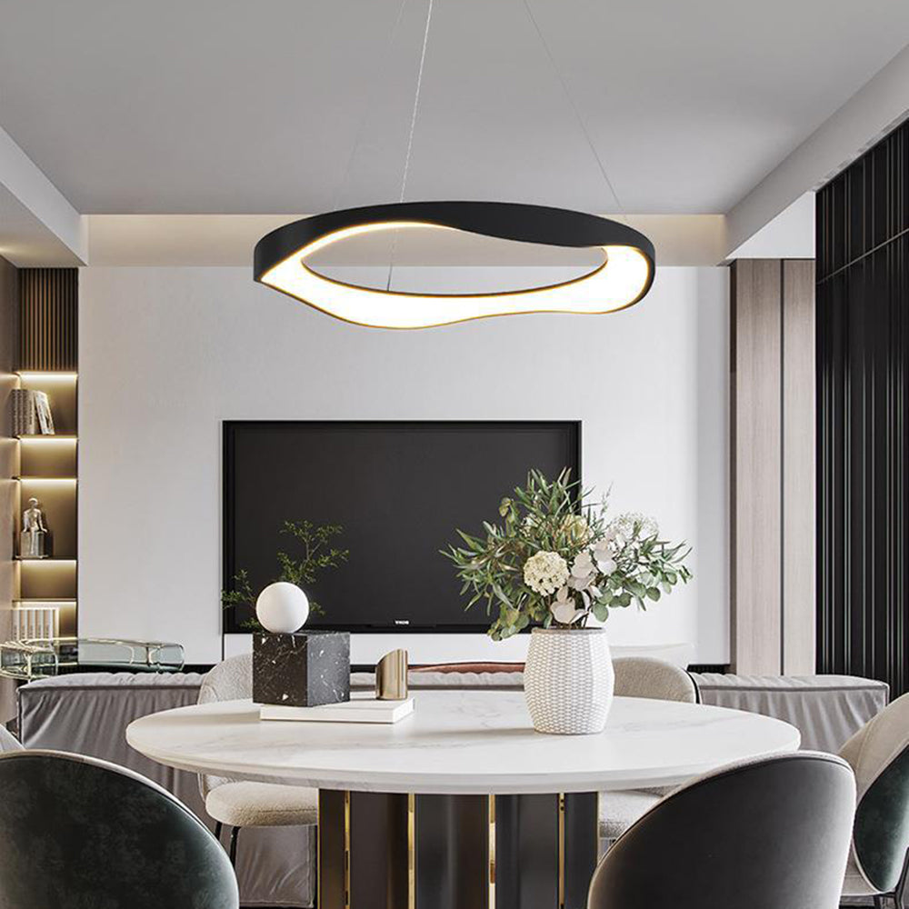 Arisha Pendant Light Rond Modern, Black/White, Dining Room - Neutral Decor