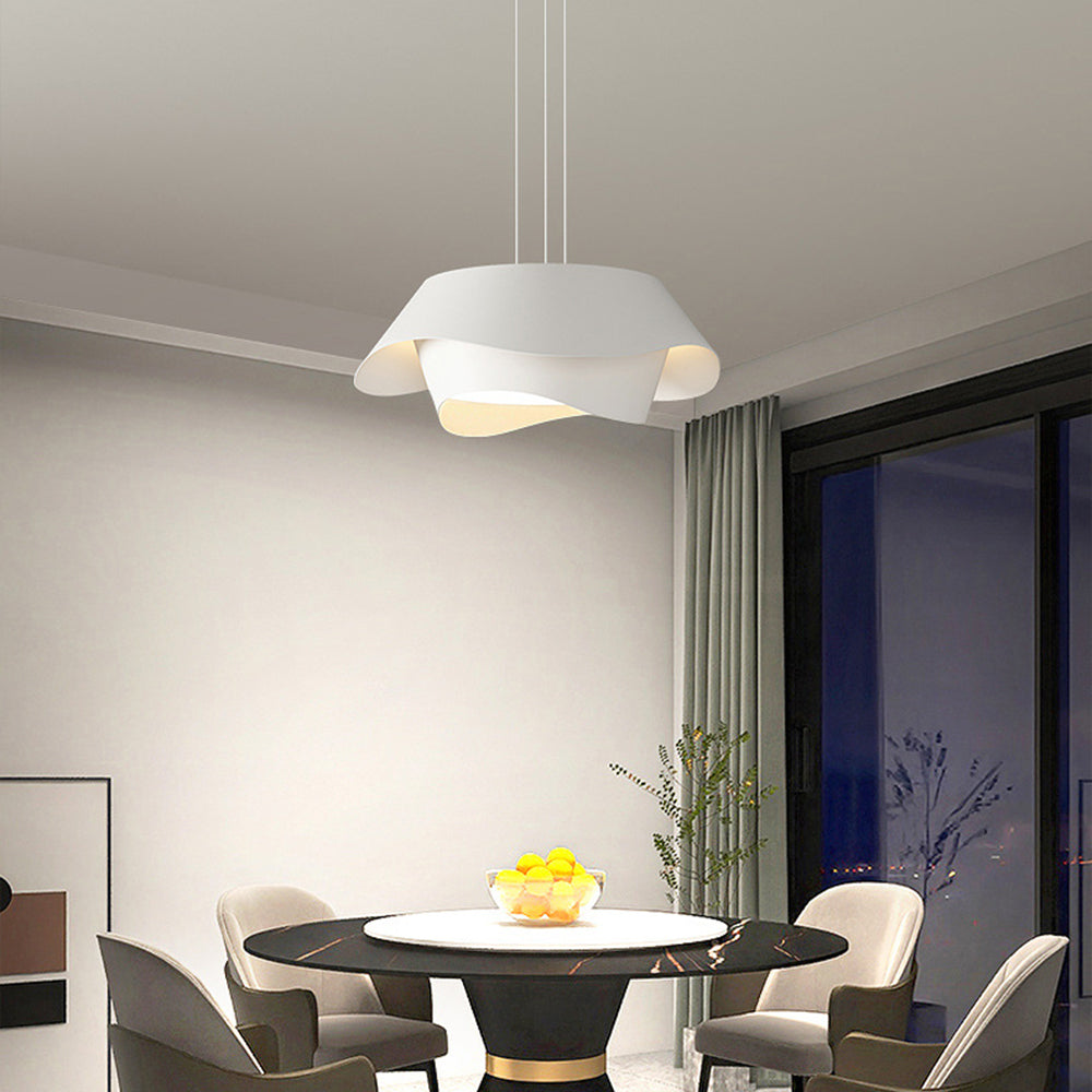 Arisha Art Deco Flower Shape Pendant Light, White - Neutral Decor