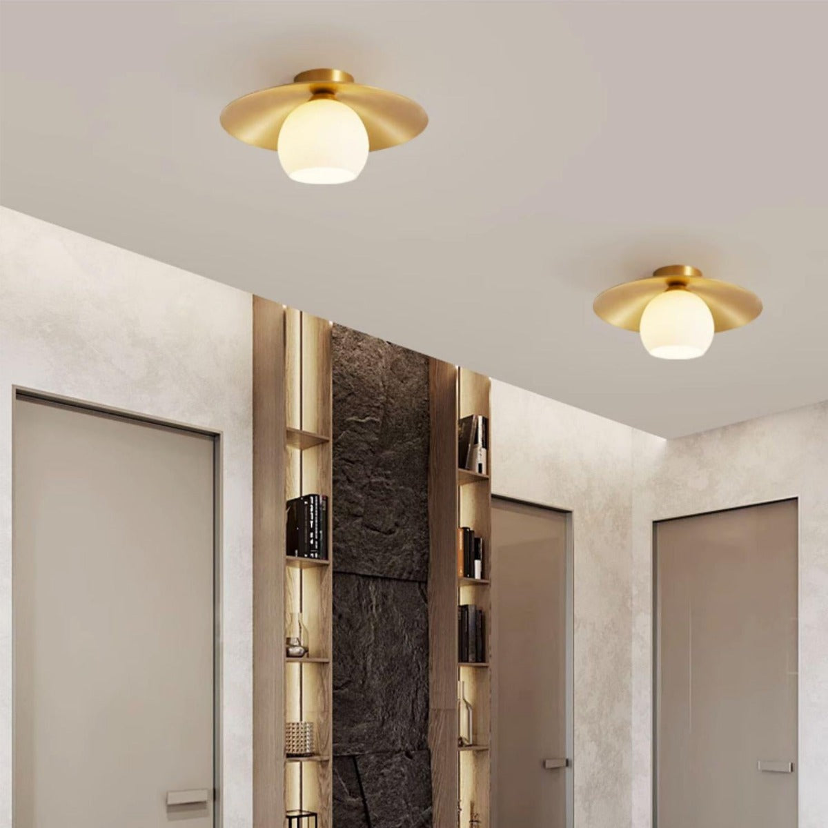 Arisha Nordic Retro LED Flush Mount Ceiling Light Metal Glass Corridor - Neutral Decor