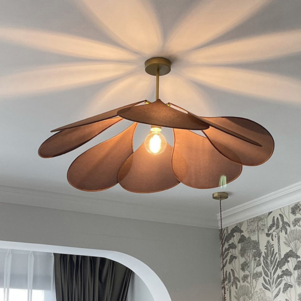 Ritta Pendant Light Vintage Rustic Wabi Sabi, Fabric, White/Brown - Neutral Decor