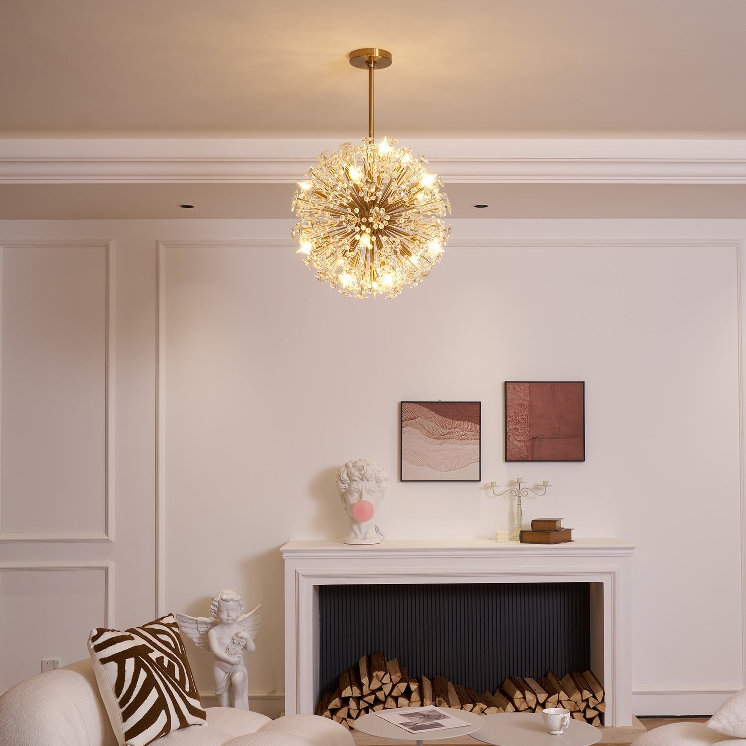 Zene Chandelier Dickinson Gold Crystal Starburst-Neutral Decor