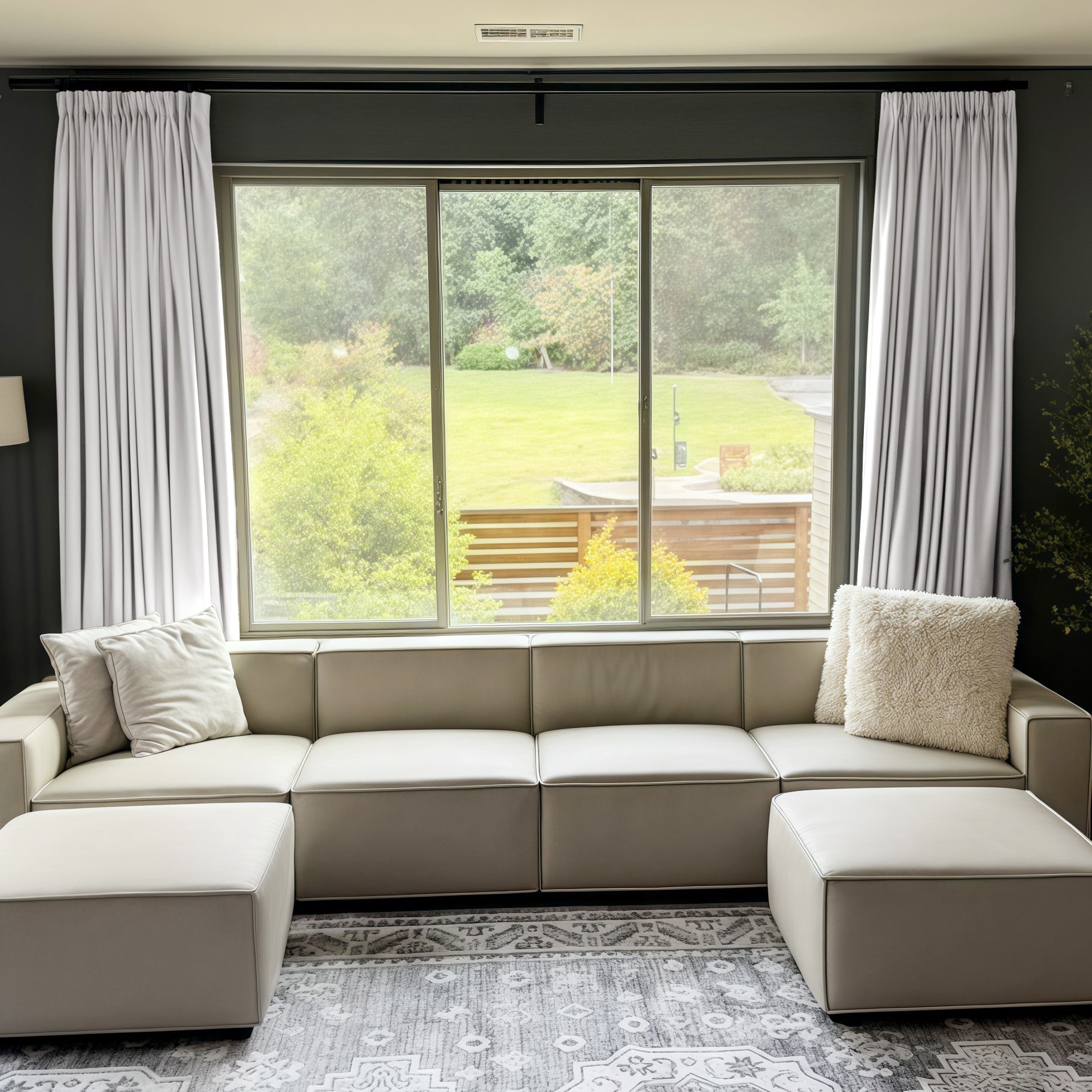 Lily Linen Curtains & Drapes Pleated-Neutral Decor