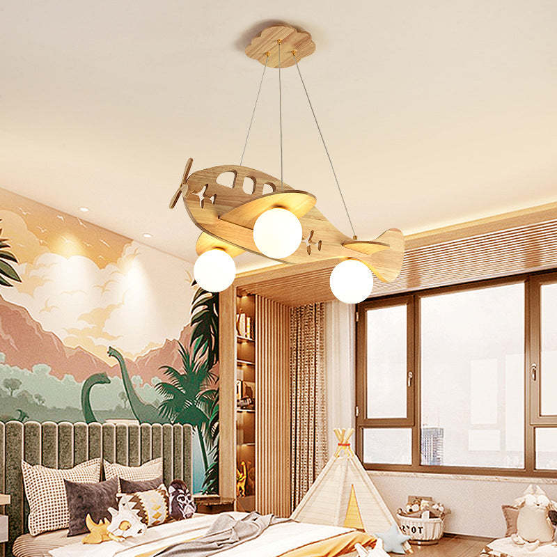 Arisha Vintage Airplane Shape Pendant Light, Wood - Neutral Decor
