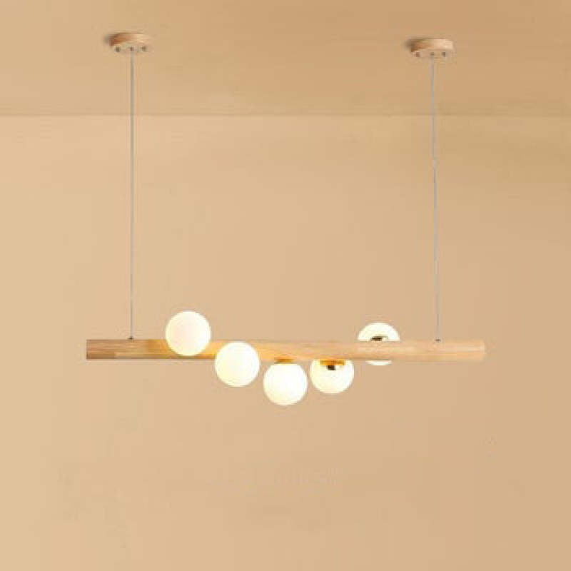 Valentina Glass Bubble Pendant Light Wood/Walnut - Neutral Decor