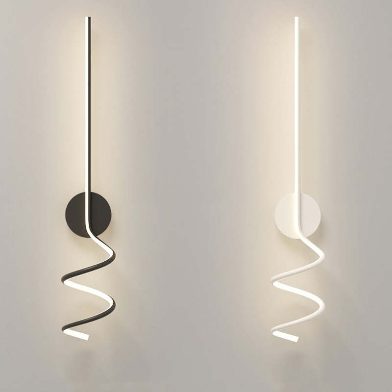 Arisha Modern LED Art Interior Wall Light Spiral, Black & White - Neutral Decor