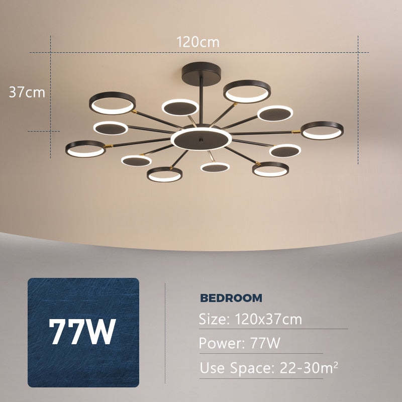 Arisha Modern Led Chandelier, Geometric, Black Dimmable - Neutral Decor