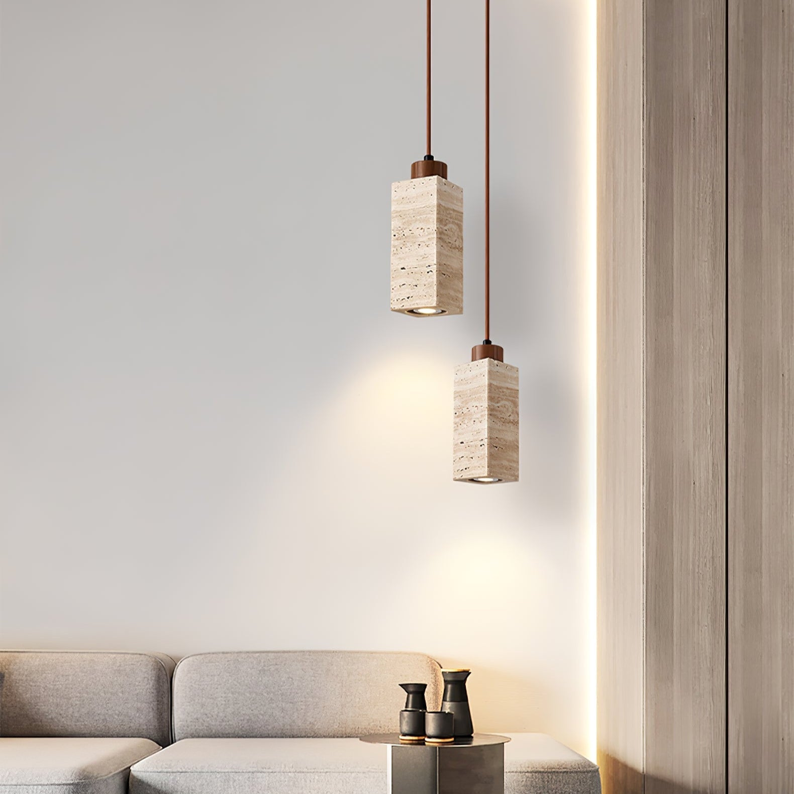 Avloris Travertine Pendant Light-Neutral Decor