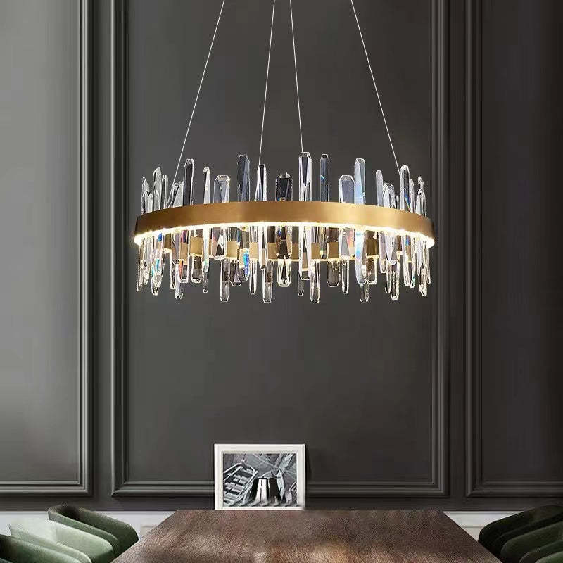 Kristy Modern Crystal Ring Chandelier Black&Gold - Neutral Decor