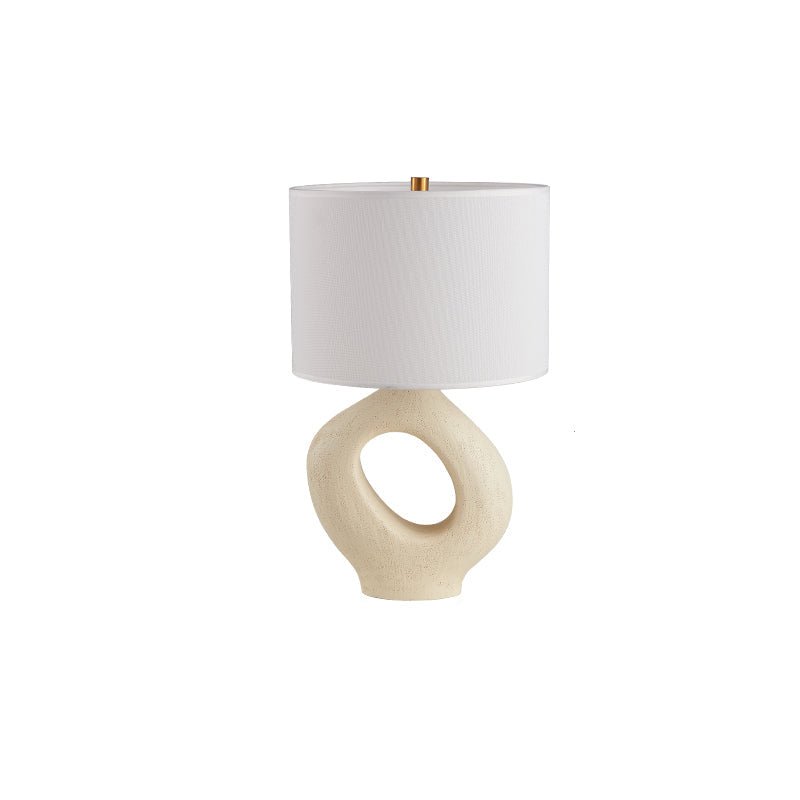 Lumestic Sculptural Resin Fabric Table Lamp-Neutral Decor
