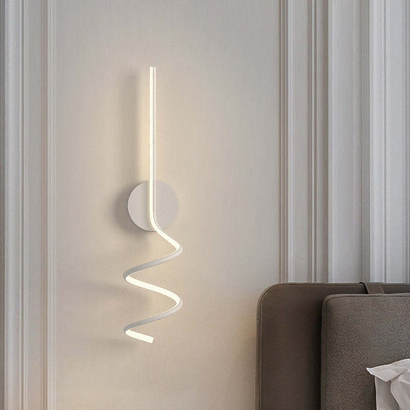Arisha Modern LED Art Interior Wall Light Spiral, Black & White - Neutral Decor