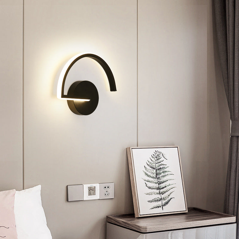 Arisha Minimalist Linear Semicircular Metal Decor Wall Lamp - Neutral Decor