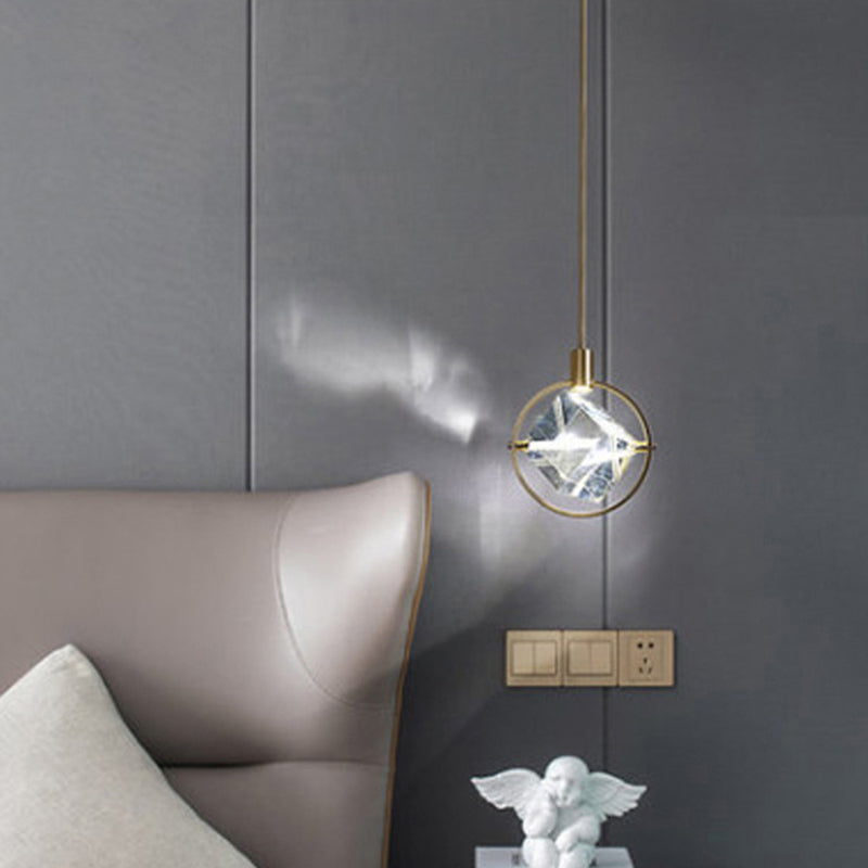 Kristy Modern Luxury Geometry Metal/Crystal Pendant Light, Gold - Neutral Decor