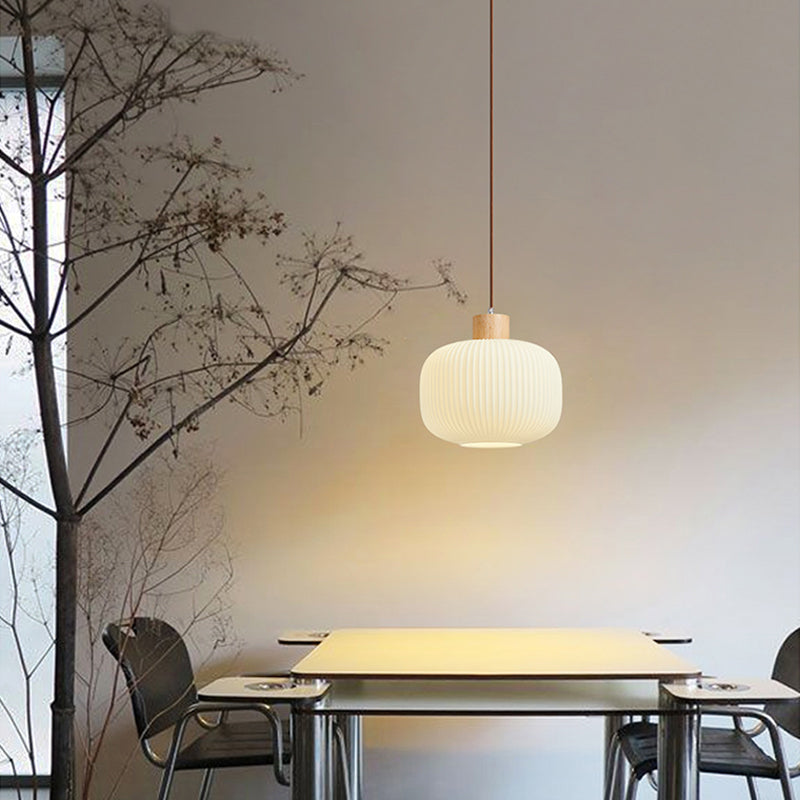 Muto Modern Wood/Glass Pendant Light, White - Neutral Decor