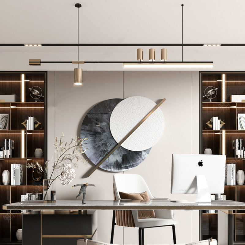 Arisha Modern Minimalist Liner Pendant Light, Gold/Black 5 Head - Neutral Decor