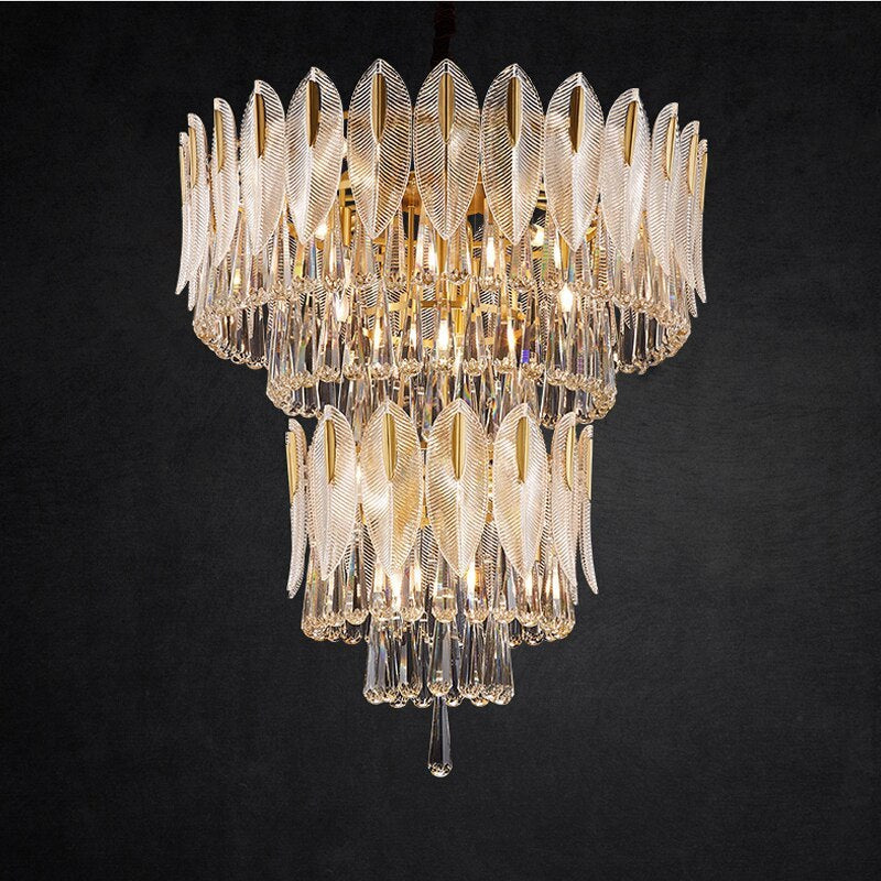 Arisha Luxury Feather Crystal Chandelier, Living Room - Neutral Decor