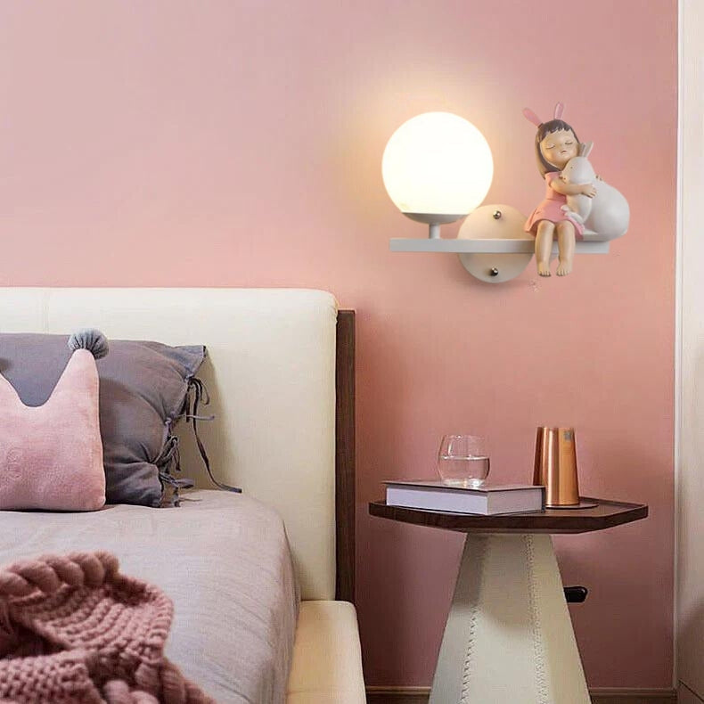 Aria Modern Metal/Glass Wall lamp, White & Pink - Neutral Decor
