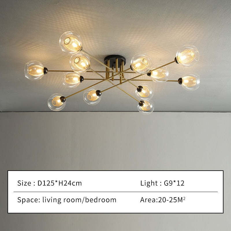 Valentina Industrial Glass Globe Chandelier LED, 6 Style - Neutral Decor