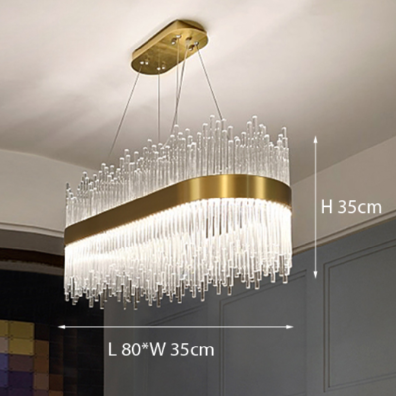 Kristy Modern Round/Rectangular Chain Chandelier, Gold - Neutral Decor