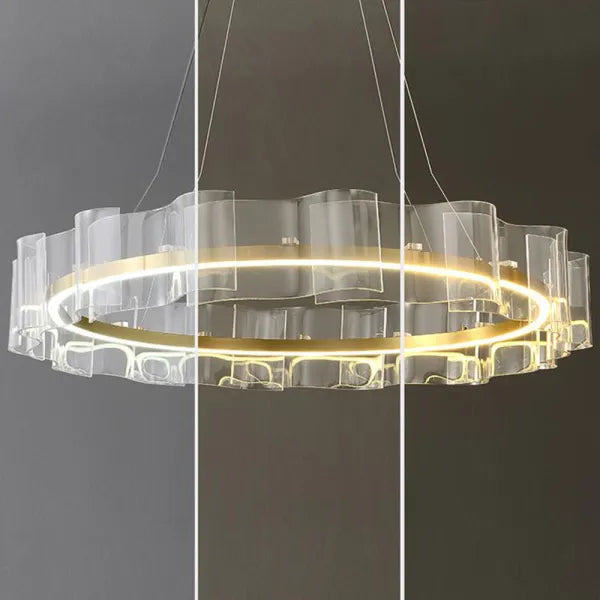 Arisha Creative Ring Metal/Arcylic Pendant Light, Gold - Neutral Decor
