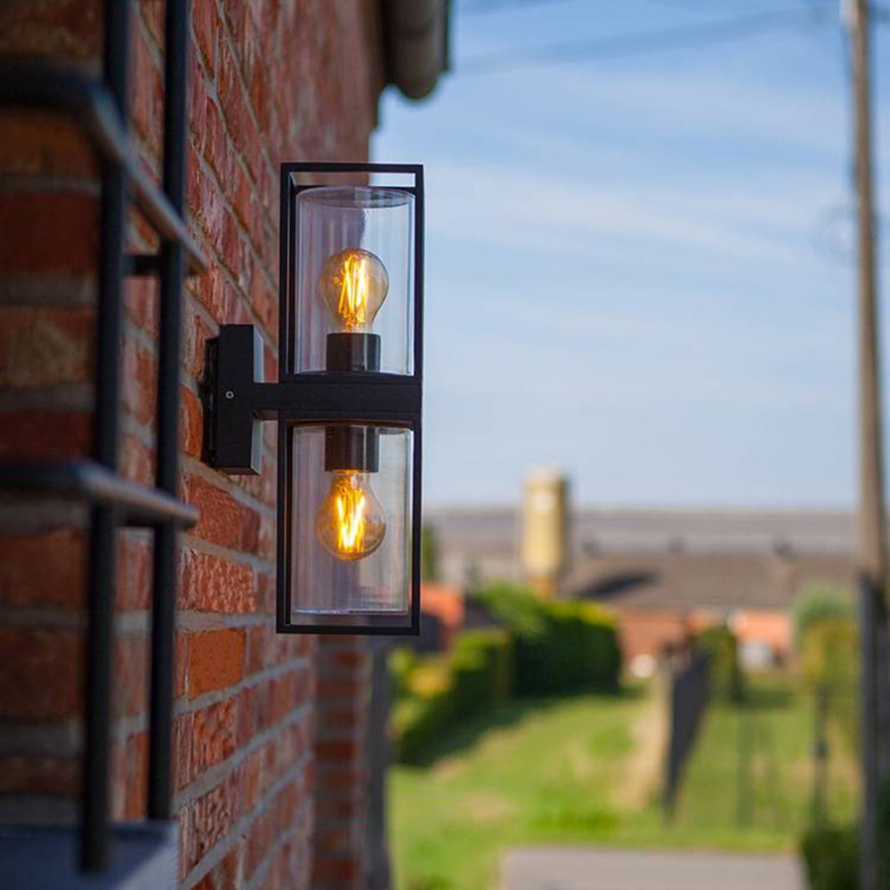 Ray Modern Rectangular Metal Outdoor Wall Lamp, Black - Neutral Decor