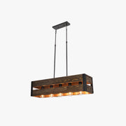 Silva Retro Rectangular Metal & Wood Pendant Light, 5 Heads, 2 Style - Neutral Decor