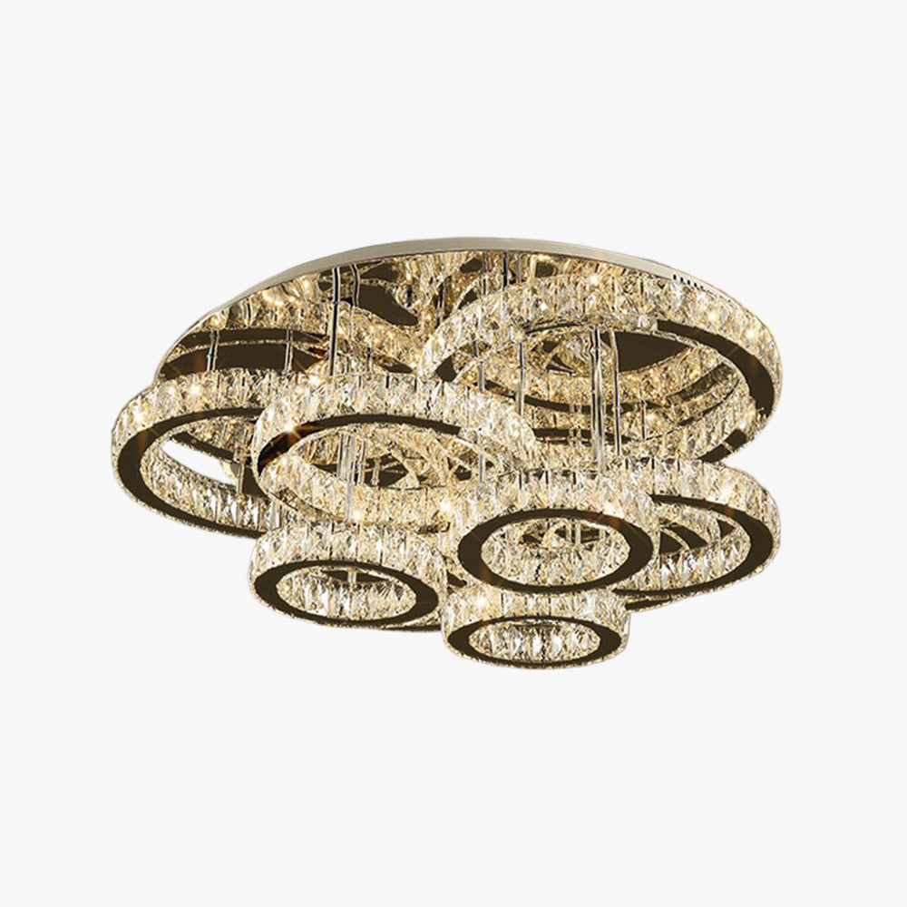Kristy Modern Multi Ring Metal And Crystal Pendant Light - Neutral Decor