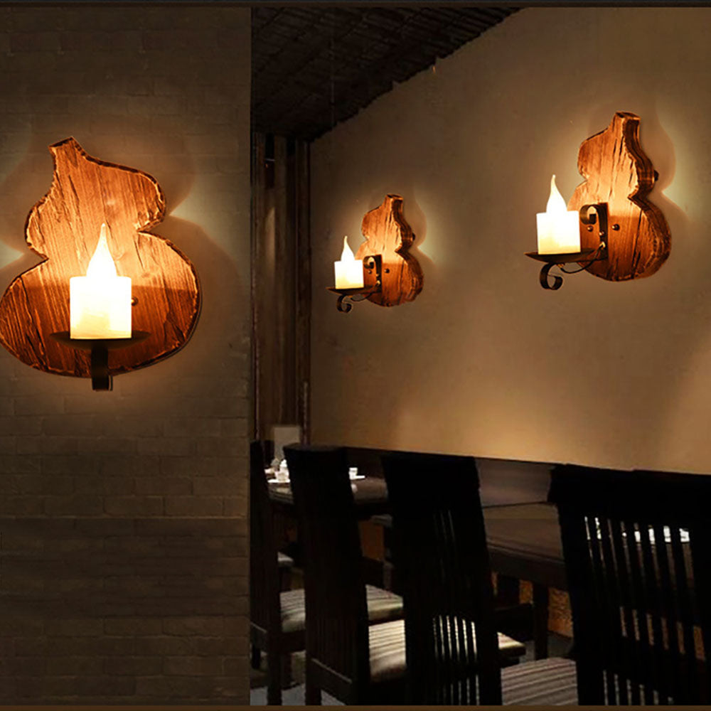 Epoch Wall Lamp Cucurbits/Candle Vintage, Wood/Metal, Dining Room - Neutral Decor