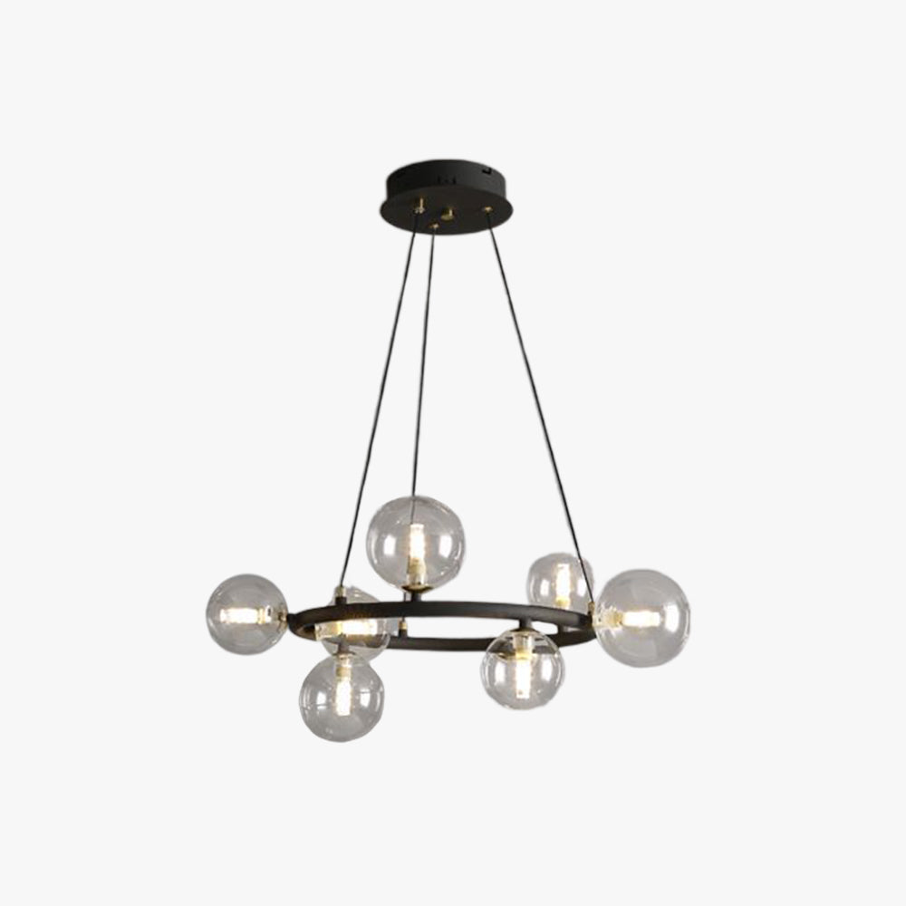 Valentina Modern Glass Globe Ring Chandelier, Gold/Black - Neutral Decor
