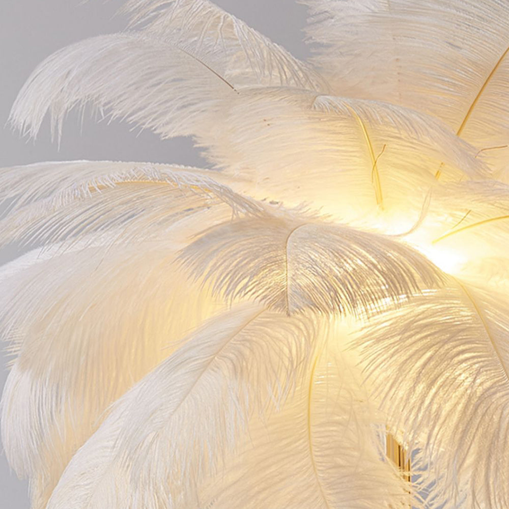 O'Moore Modern Natural Ostrich Feather Gold-plated Floor Lamp - Neutral Decor
