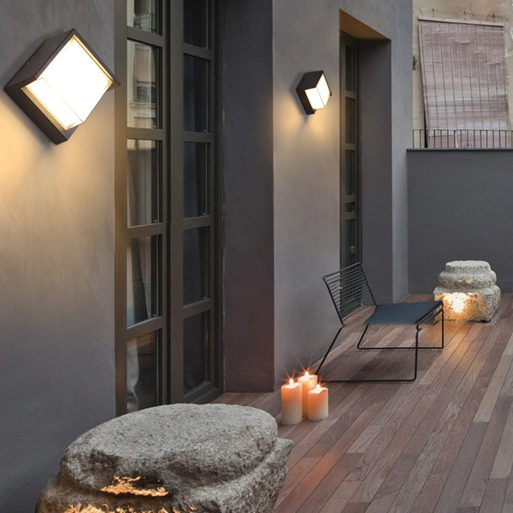 Ray Modern Square Metal Outdoor Wall Lamp Black White - Neutral Decor