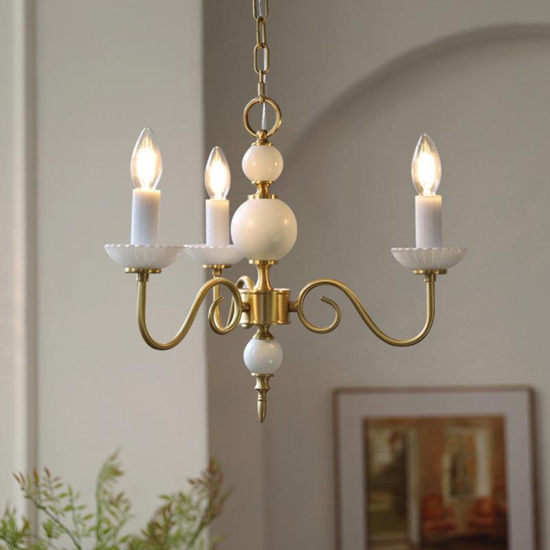 Silva Vintage LED Candle Chandelier Ceramic Bedroom - Neutral Decor