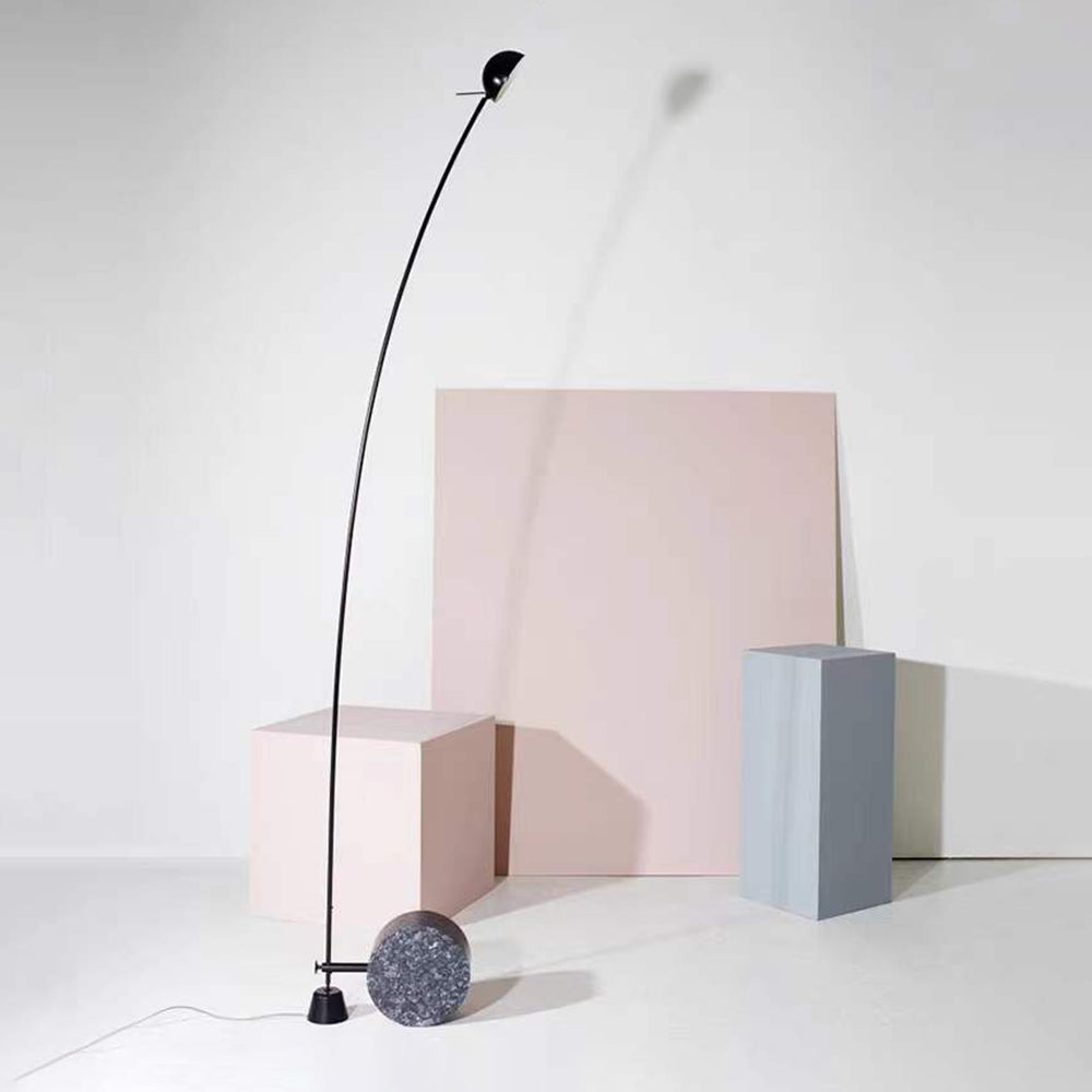 Salgado Nordic Grey Arc LED Floor Lamp, Marble & Metal - Neutral Decor