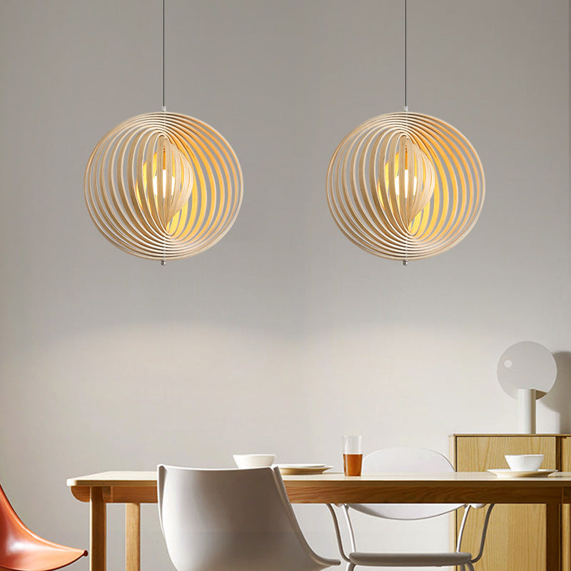 Muto Japanese LED Pendant Light Black/Gold Wood Bedroom/Bar - Neutral Decor