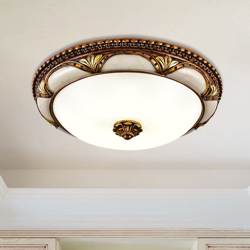 Epoch Floral Retro Antique Brass Flush Mount Ceiling Light - Neutral Decor
