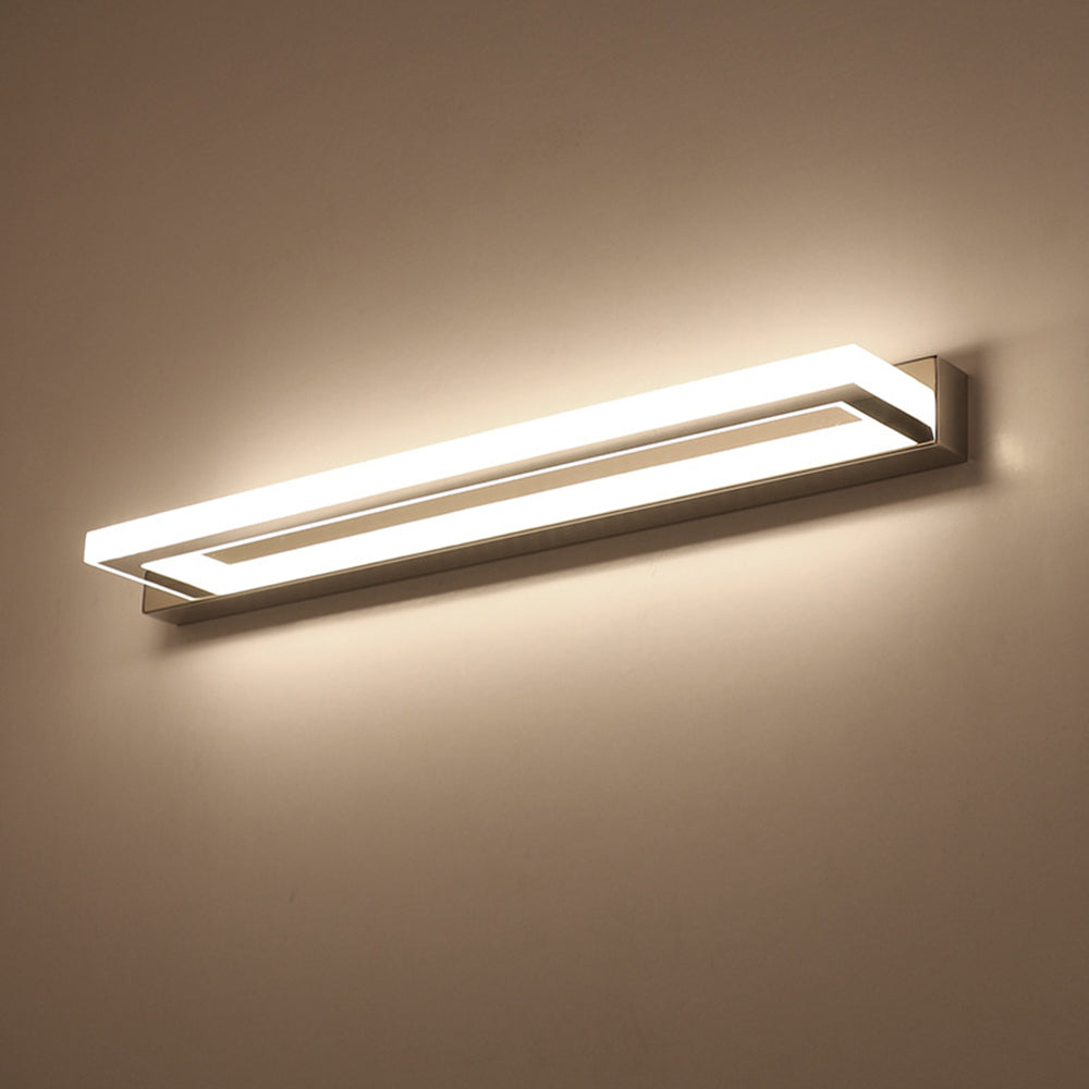 Arisha Elegant Rectangular Mirror Front Vanity Sliver White Wall Light - Neutral Decor