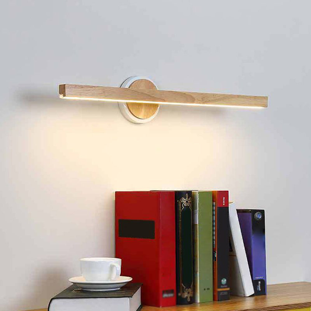 Muto Modern Linear Wooden Mirror Front Vanity Wall Lamp - Neutral Decor