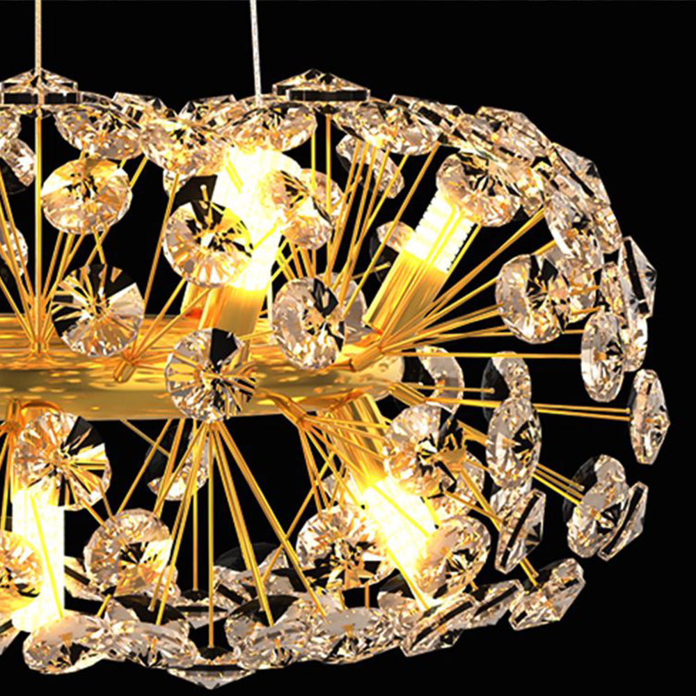 Arisha Luxury Lineal/Flower Chandelier, Gold, Metal/Crystal - Neutral Decor