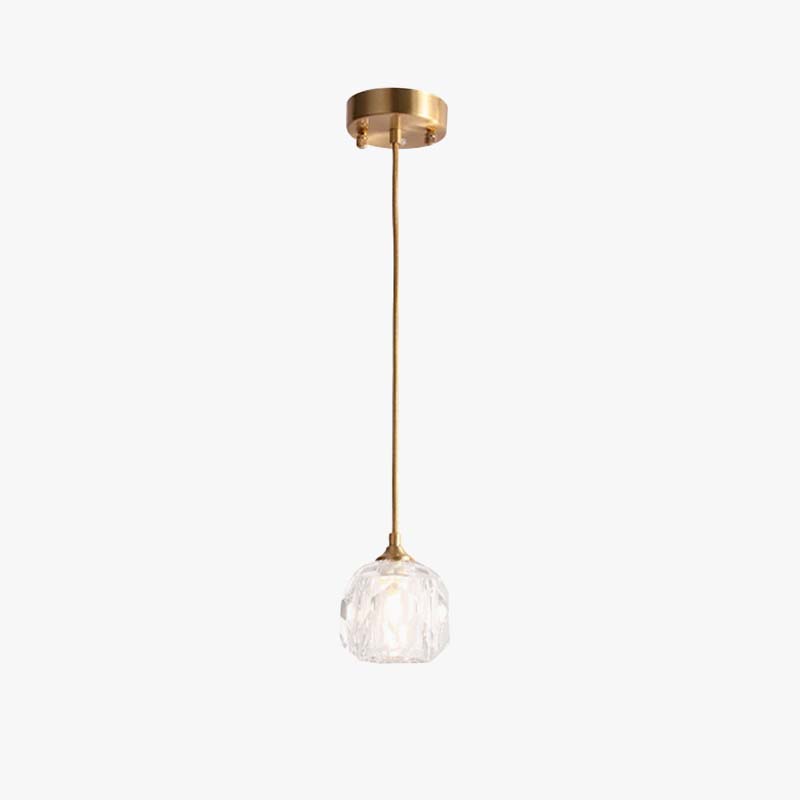 Kristy Diamond Facet Golden Pendant Light, Metal/Acrylic - Neutral Decor