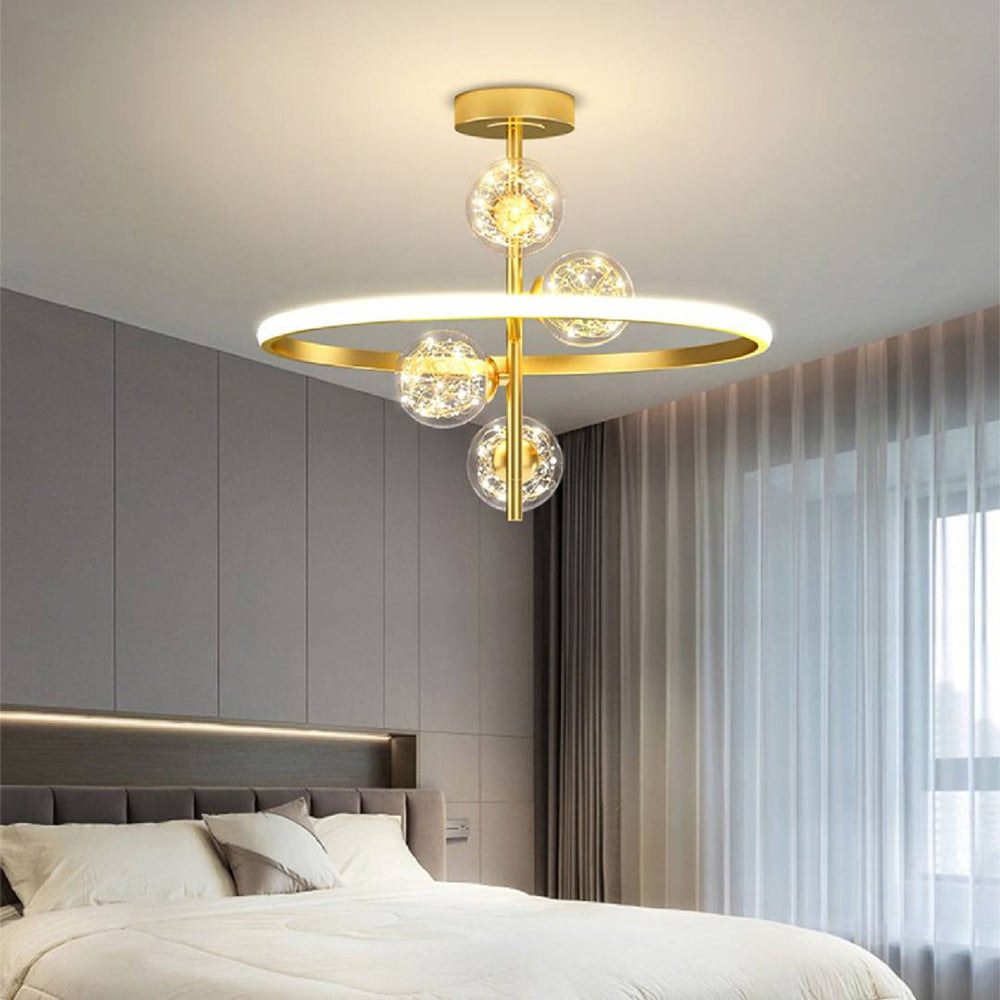 Valentina Semi-Flush Mount Ceiling Light, Gold & Black, 2 Style - Neutral Decor