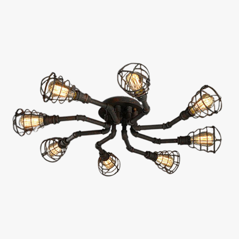 Alessio Industrial Flush Mount Ceiling Light, Black/Brass - Neutral Decor