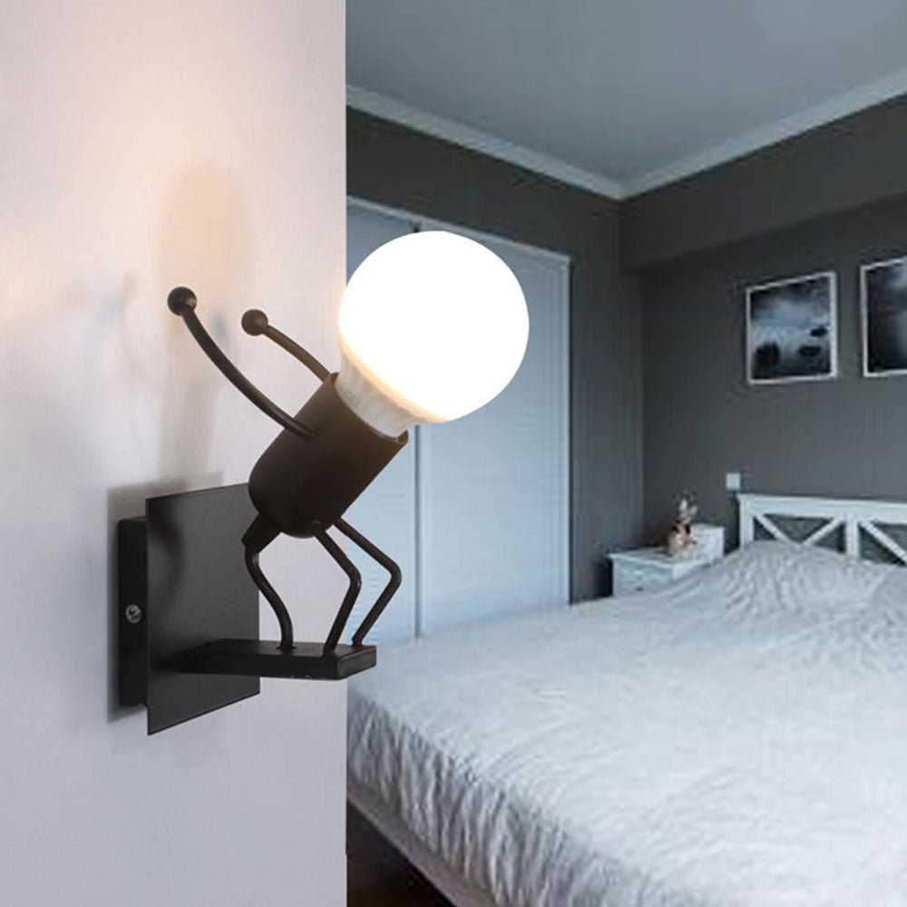 Arisha Modern Decorative Man Metal Wall Lamp, White/Black - Neutral Decor